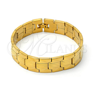 Pulsera Solida 03.63.1415.08 Acero Inoxidable, Pulido, Tono Dorado (8 Inches Length)