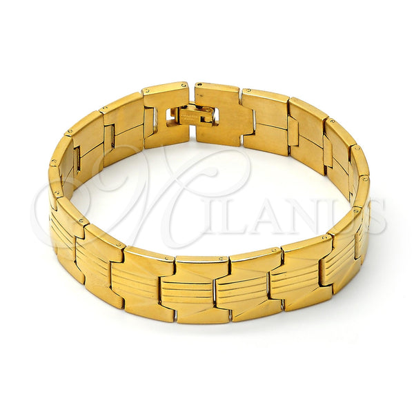 Pulsera Solida 03.63.1415.08 Acero Inoxidable, Pulido, Tono Dorado (8 Inches Length)