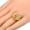 Anillo Multi Piedra 01.118.0039.07 Oro Laminado, Diseño de Corazón, con Blanca Cristal, Pulido, Tono Dorado (Size 7)