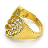 Anillo Multi Piedra 01.118.0039.08 Oro Laminado, Diseño de Corazón, con Blanca Cristal, Pulido, Tono Dorado (Size 8)