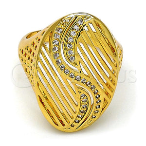 Anillo Multi Piedra 01.118.0048.09 Oro Laminado, con Blanca Micro Pave, Pulido, Tono Dorado (Size 9)