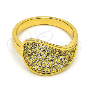Anillo Multi Piedra 01.118.0049.09 Oro Laminado, con Blanca Micro Pave, Pulido, Tono Dorado (Size 9)