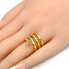 Anillo Multi Piedra 01.118.0041.07 Oro Laminado, Diseño de Mariposa y Espiral, con Blanca Cristal, Pulido, Tono Dorado (Size 7)
