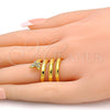 Anillo Multi Piedra 01.118.0041.07 Oro Laminado, Diseño de Mariposa y Espiral, con Blanca Cristal, Pulido, Tono Dorado (Size 7)