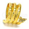 Anillo Multi Piedra 01.118.0041.07 Oro Laminado, Diseño de Mariposa y Espiral, con Blanca Cristal, Pulido, Tono Dorado (Size 7)