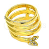 Anillo Multi Piedra 01.118.0041.07 Oro Laminado, Diseño de Mariposa y Espiral, con Blanca Cristal, Pulido, Tono Dorado (Size 7)