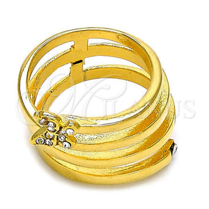 Anillo Multi Piedra 01.118.0041.07 Oro Laminado, Diseño de Mariposa y Espiral, con Blanca Cristal, Pulido, Tono Dorado (Size 7)
