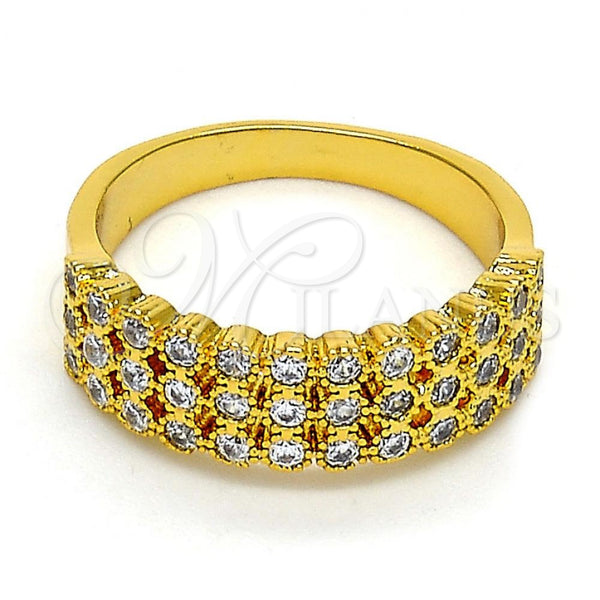 Anillo Multi Piedra 01.118.0052.08 Oro Laminado, con Blanca Zirconia Cubica, Pulido, Tono Dorado (Size 8)