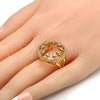 Anillo Multi Piedra 01.118.0053.07 Oro Laminado, con Blanca Zirconia Cubica and Blanca Cristal, Pulido, Tono Dorado (Size 7)