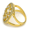 Anillo Multi Piedra 01.118.0053.07 Oro Laminado, con Blanca Zirconia Cubica and Blanca Cristal, Pulido, Tono Dorado (Size 7)