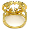 Anillo Multi Piedra 01.118.0053.07 Oro Laminado, con Blanca Zirconia Cubica and Blanca Cristal, Pulido, Tono Dorado (Size 7)