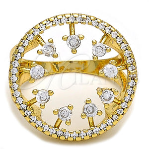 Anillo Multi Piedra 01.118.0053.07 Oro Laminado, con Blanca Zirconia Cubica and Blanca Cristal, Pulido, Tono Dorado (Size 7)