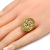 Anillo Multi Piedra 01.118.0054.08 Oro Laminado, Diseño de Flor, con Blanca Micro Pave, Pulido, Tono Dorado (Size 8)