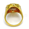 Anillo Multi Piedra 01.118.0054.08 Oro Laminado, Diseño de Flor, con Blanca Micro Pave, Pulido, Tono Dorado (Size 8)
