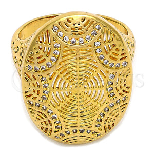 Anillo Multi Piedra 01.118.0055.07 Oro Laminado, con Blanca Cristal, Pulido, Tono Dorado (Size 7)
