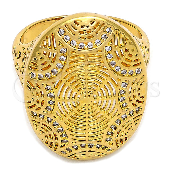 Anillo Multi Piedra 01.118.0055.09 Oro Laminado, con Blanca Cristal, Pulido, Tono Dorado (Size 9)