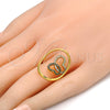 Anillo Multi Piedra 01.118.0056.8 Oro Laminado, Diseño de Mariposa, con Blanca and Negro Cristal, Pulido, Tono Dorado (Size 8)