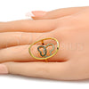 Anillo Multi Piedra 01.118.0056.8 Oro Laminado, Diseño de Mariposa, con Blanca and Negro Cristal, Pulido, Tono Dorado (Size 8)