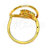 Anillo Multi Piedra 01.118.0056.8 Oro Laminado, Diseño de Mariposa, con Blanca and Negro Cristal, Pulido, Tono Dorado (Size 8)