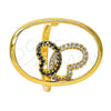 Anillo Multi Piedra 01.118.0056.8 Oro Laminado, Diseño de Mariposa, con Blanca and Negro Cristal, Pulido, Tono Dorado (Size 8)