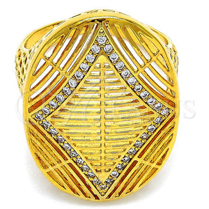 Anillo Multi Piedra 01.118.0051.08 Oro Laminado, con Blanca Zirconia Cubica, Pulido, Tono Dorado (Size 8)