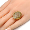 Anillo Multi Piedra 01.118.0051.09 Oro Laminado, con Blanca Zirconia Cubica, Pulido, Tono Dorado (Size 9)