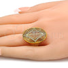 Anillo Multi Piedra 01.118.0051.09 Oro Laminado, con Blanca Zirconia Cubica, Pulido, Tono Dorado (Size 9)