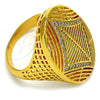 Anillo Multi Piedra 01.118.0051.09 Oro Laminado, con Blanca Zirconia Cubica, Pulido, Tono Dorado (Size 9)