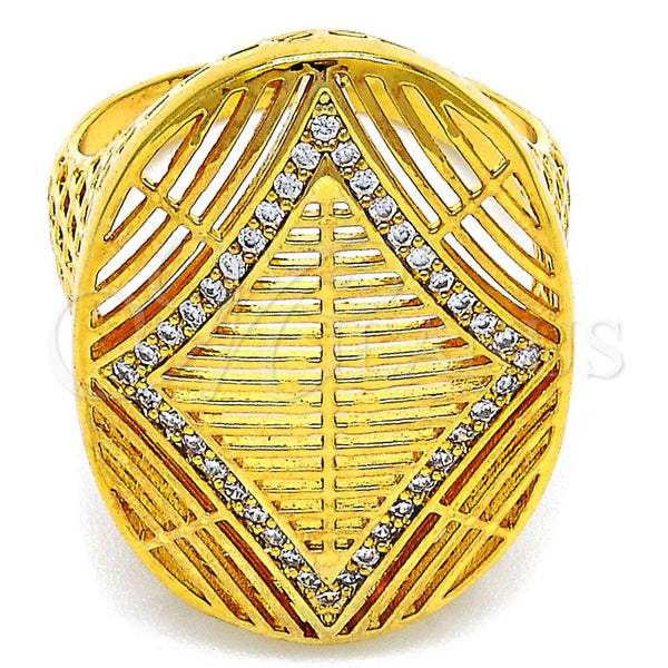 Anillo Multi Piedra 01.118.0051.09 Oro Laminado, con Blanca Zirconia Cubica, Pulido, Tono Dorado (Size 9)