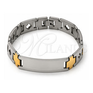 Pulsera con Placa 03.63.1461.08 Acero Inoxidable, Pulido, Dos Tonos (8 Pulgadas de Largo)