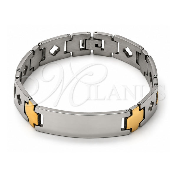 Pulsera con Placa 03.63.1461.08 Acero Inoxidable, Pulido, Dos Tonos (8 Pulgadas de Largo)