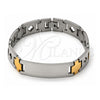 Pulsera con Placa 03.63.1461.08 Acero Inoxidable, Pulido, Dos Tonos (8 Pulgadas de Largo)