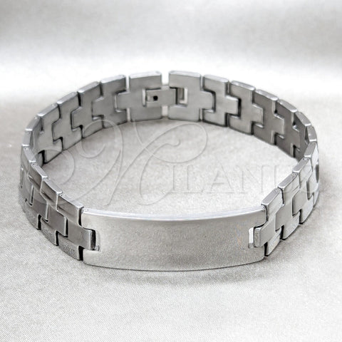 Pulsera Solida 03.63.1476.08 Acero Inoxidable, Pulido, Tono Plateado (8 Inches Length)