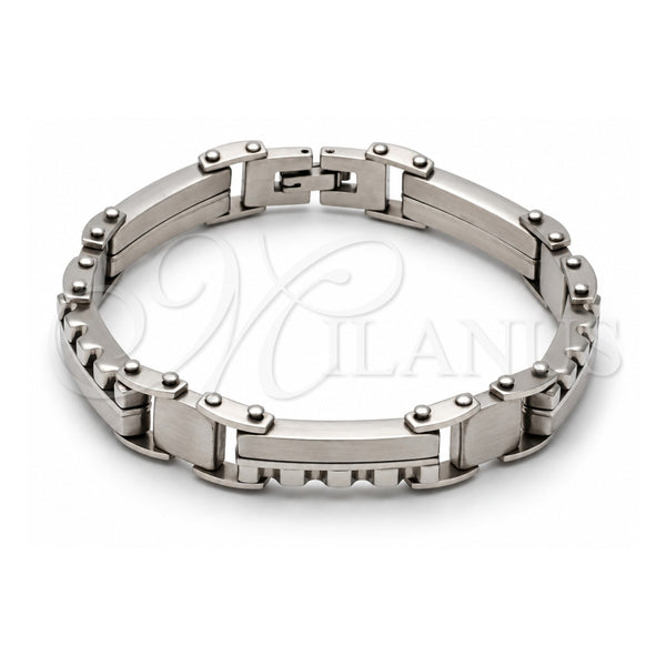 Pulsera Solida 03.63.1499.08 Acero Inoxidable, Pulido, Tono Plateado (8 Pulgadas de Largo)