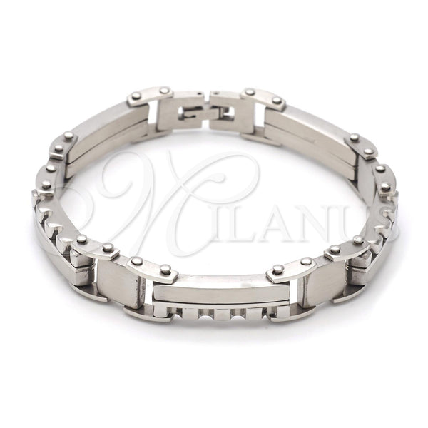Pulsera Solida 03.63.1499.08 Acero Inoxidable, Pulido, Tono Plateado (8 Inches Length)