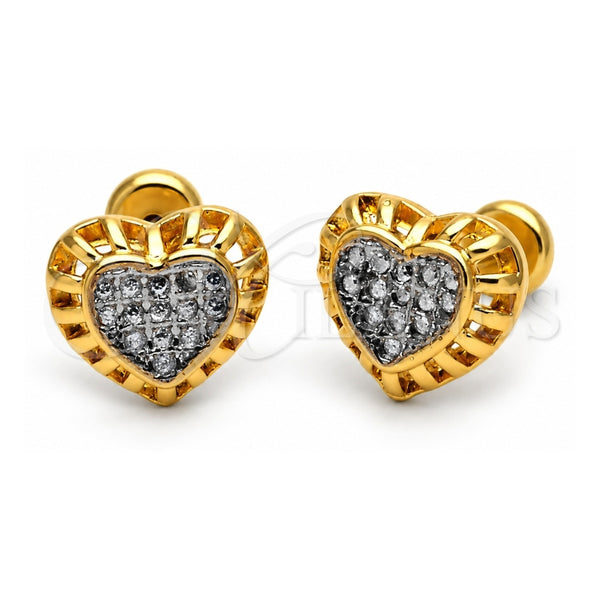 Arete Dormilona 02.55.0053 *PROMO* Oro Laminado, Diseño de Corazón, Mate, Dos Tonos