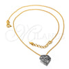 Collares con Dije 04.09.0043.18 Oro Laminado, Diseño de Diamante, Mate, Dos Tonos (0.35 Gauge, 01 MM Thickness, 18 Inches Length)