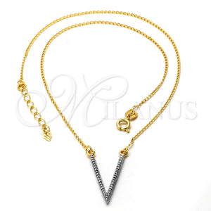 Collares con Dije 04.09.0047.18 Oro Laminado, Mate, Dos Tonos (0.35 Gauge, 01 MM Thickness, 18 Inches Length)