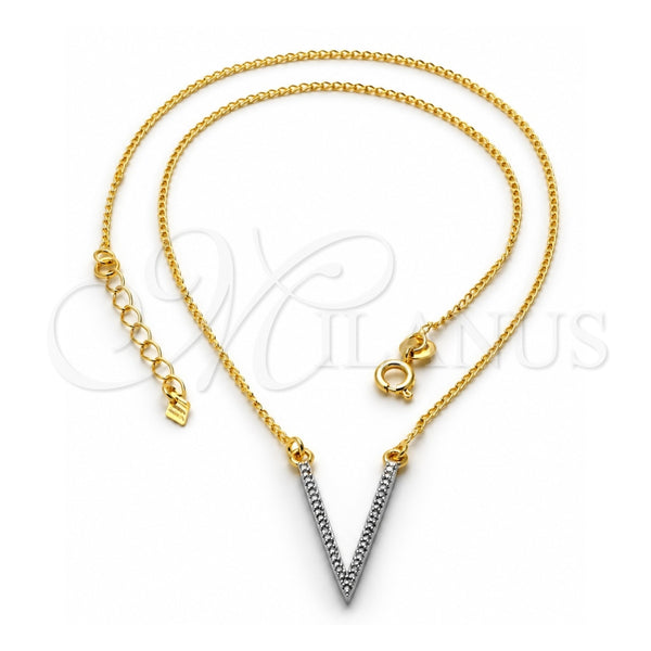 Collares con Dije 04.09.0047.18 Oro Laminado, Mate, Dos Tonos (Calibre 0.35, Grosor 01 MM, 18 Pulgadas de Largo)