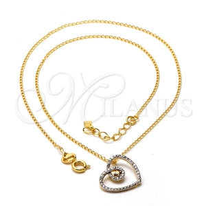 Collares con Dije 04.09.0048.18 Oro Laminado, Diseño de Corazón, Mate, Dos Tonos (0.35 Gauge, 01 MM Thickness, 18 Inches Length)