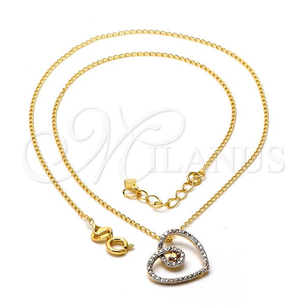 Collares con Dije 04.09.0048.18 Oro Laminado, Diseño de Corazón, Mate, Dos Tonos (0.35 Gauge, 01 MM Thickness, 18 Inches Length)