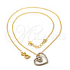 Collares con Dije 04.09.0048.18 Oro Laminado, Diseño de Corazón, Mate, Dos Tonos (0.35 Gauge, 01 MM Thickness, 18 Inches Length)