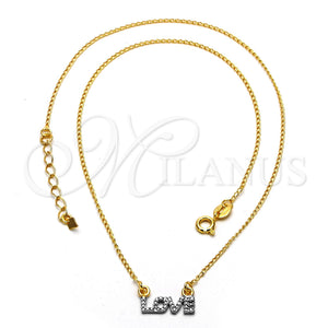 Collares con Dije 04.09.0051.18 Oro Laminado, Diseño de Amor, Mate, Dos Tonos (0.35 Gauge, 01 MM Thickness, 18 Inches Length)