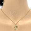 Collares con Dije 04.238.0005.18 Acero Inoxidable, Diseño de Iniciales y Rolo, con Blanca Cristal, Pulido, Tono Dorado (02 MM Thickness, 18 Inches Length)