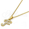 Collares con Dije 04.238.0005.18 Acero Inoxidable, Diseño de Iniciales y Rolo, con Blanca Cristal, Pulido, Tono Dorado (02 MM Thickness, 18 Inches Length)