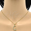 Collares con Dije 04.238.0006.18 Acero Inoxidable, Diseño de Iniciales y Rolo, con Blanca Cristal, Pulido, Tono Dorado (02 MM Thickness, 18 Inches Length)