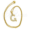Collares con Dije 04.238.0006.18 Acero Inoxidable, Diseño de Iniciales y Rolo, con Blanca Cristal, Pulido, Tono Dorado (02 MM Thickness, 18 Inches Length)