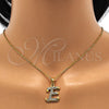 Collares con Dije 04.238.0004.18 Acero Inoxidable, Diseño de Iniciales y Rolo, con Blanca Cristal, Pulido, Tono Dorado (02 MM Thickness, 18 Inches Length)