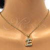 Collares con Dije 04.238.0004.18 Acero Inoxidable, Diseño de Iniciales y Rolo, con Blanca Cristal, Pulido, Tono Dorado (02 MM Thickness, 18 Inches Length)