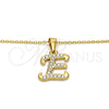 Collares con Dije 04.238.0004.18 Acero Inoxidable, Diseño de Iniciales y Rolo, con Blanca Cristal, Pulido, Tono Dorado (02 MM Thickness, 18 Inches Length)